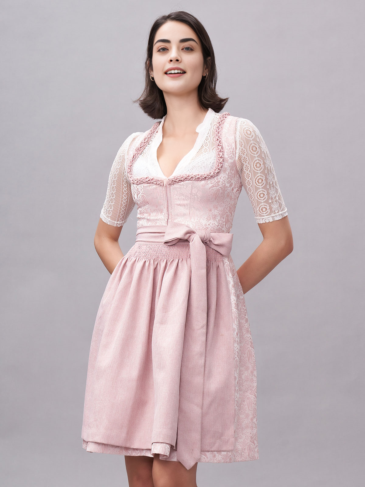 Dirndl mit Reißverschluss in Rosa