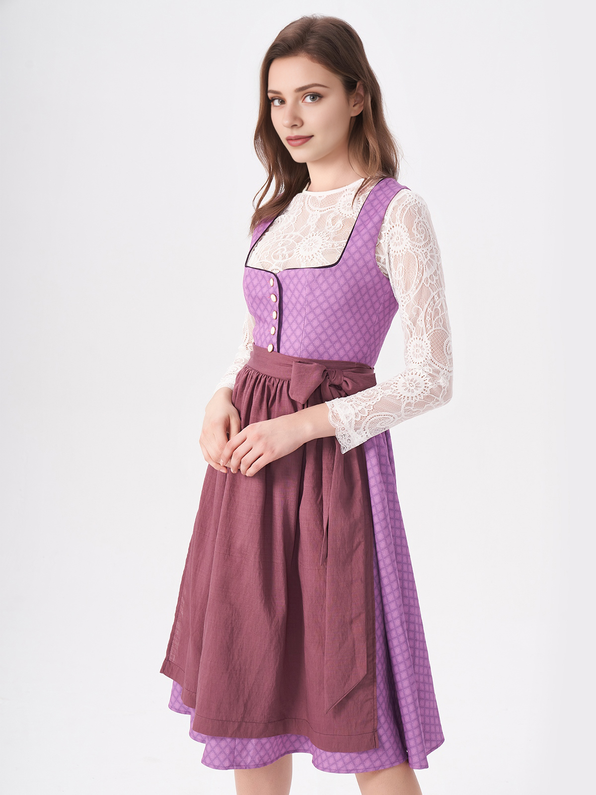Elegantes lila einfarbiges Dirndl