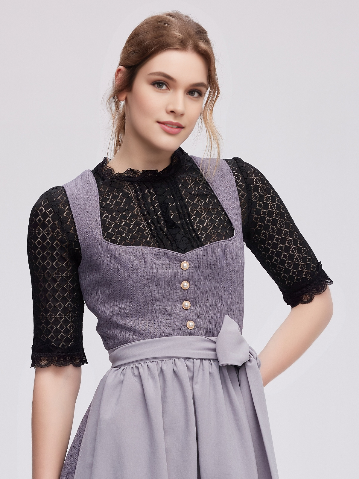 Modernes graues Dirndl mit schlichtem Design