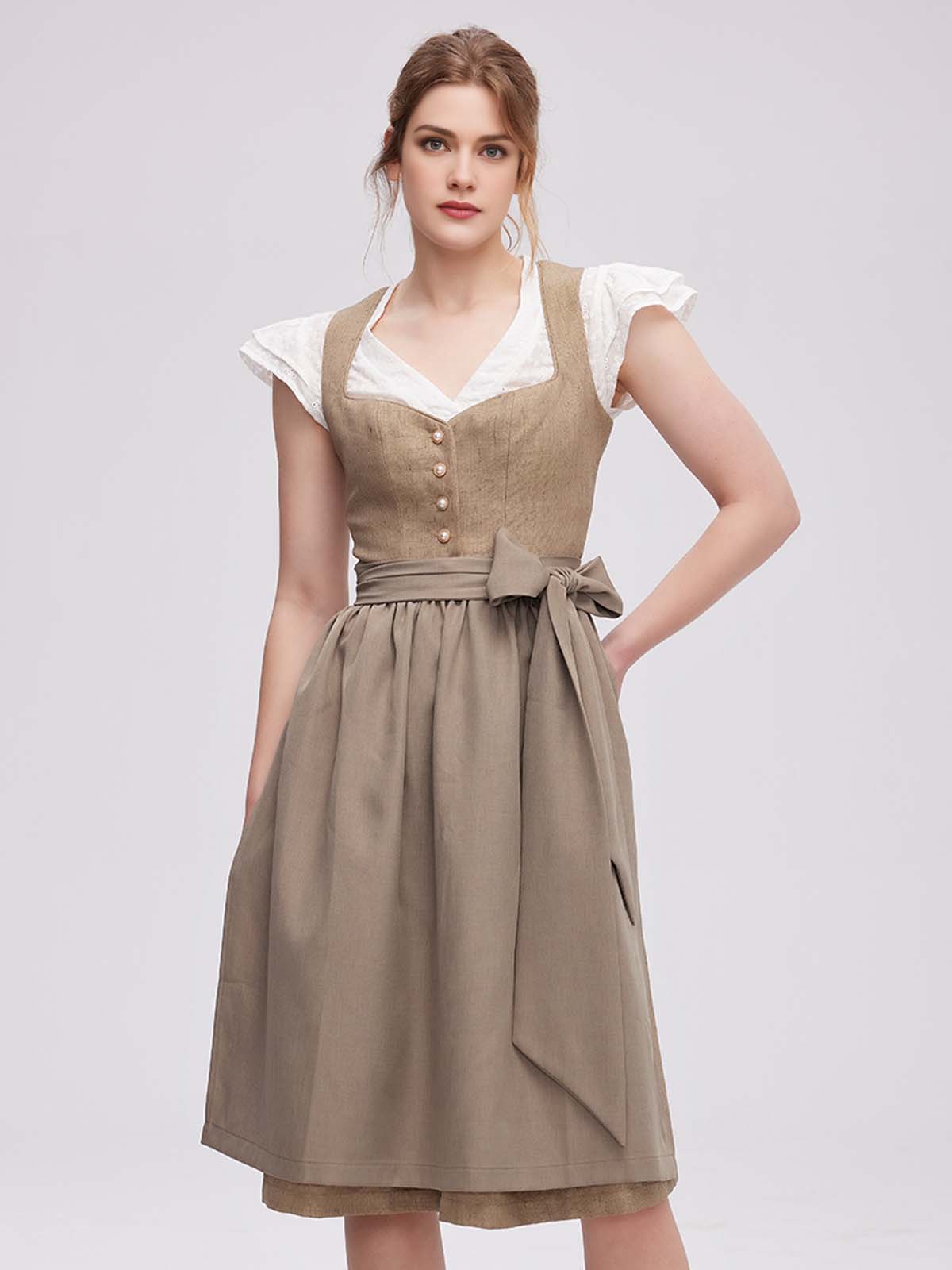 Dirndl in Grau und Rosa
